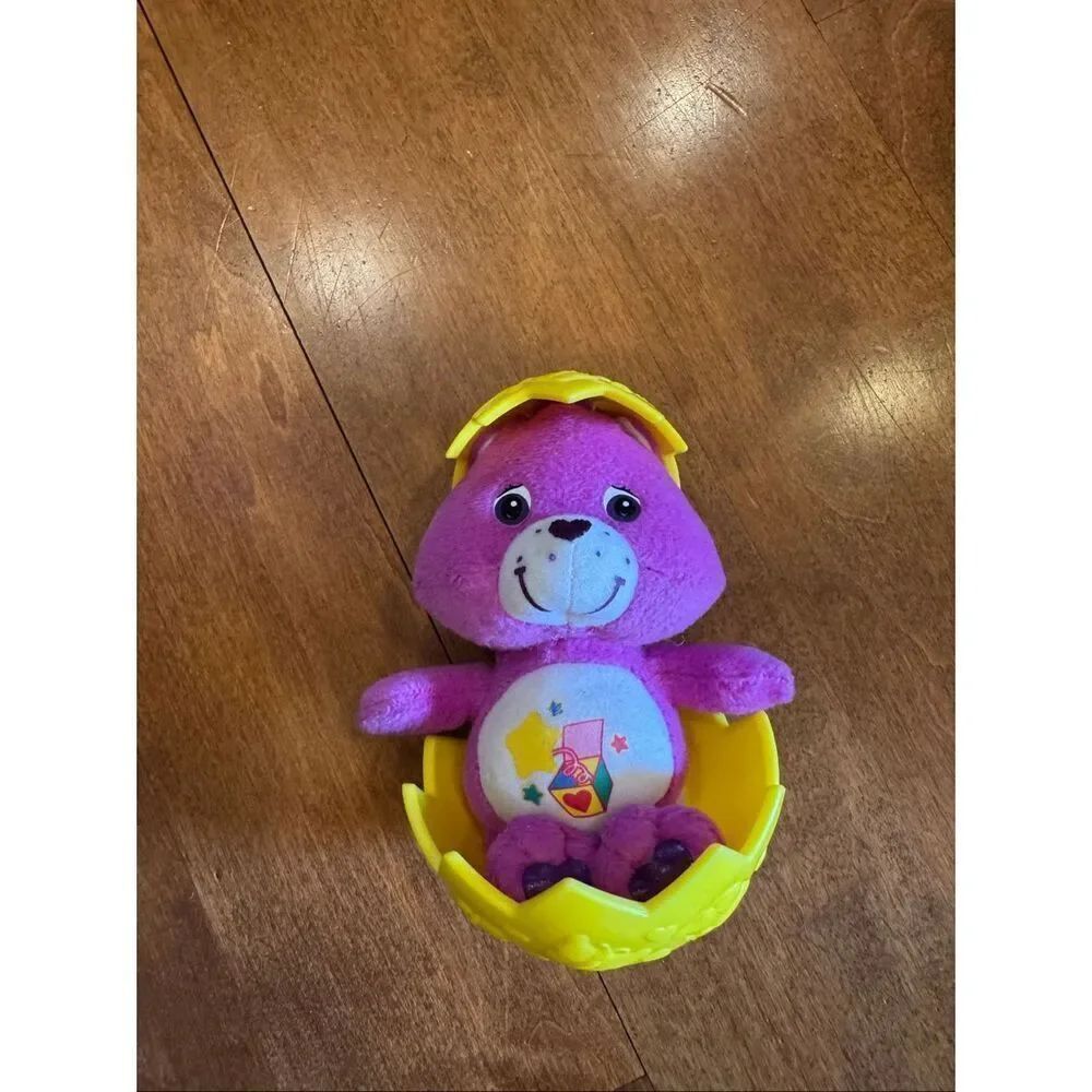 Care Bears Easter Plush in Egg 2005 Play Along Pink Bear Hatchlings Toy Vintage